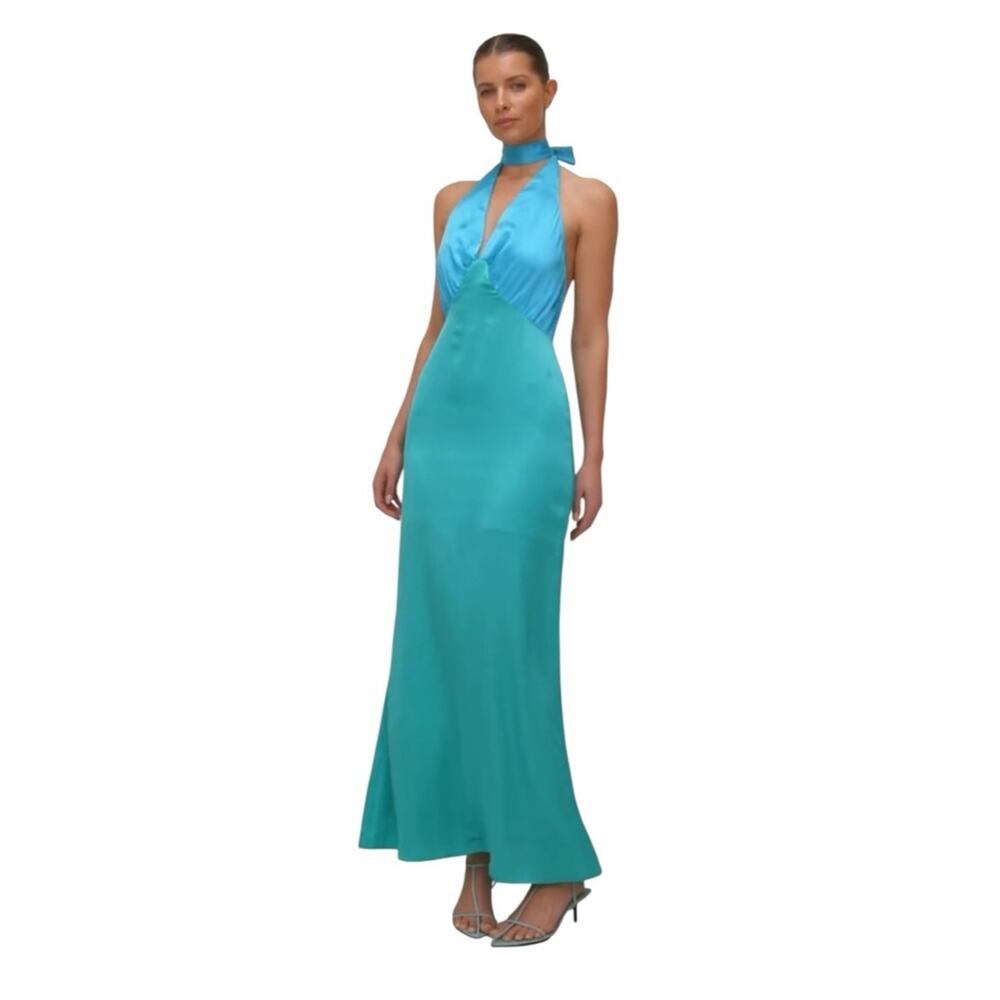 The Wolf Gang Halter Slip Dress Oahu Blue Green Size XS - Picture 12 of 12